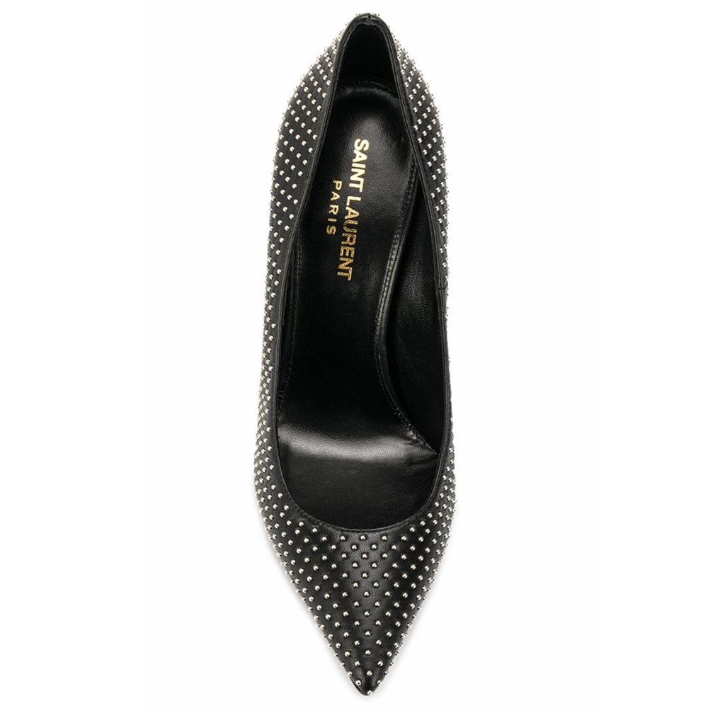 Opyum 110 YSL Logo Heel Leather Pump with Studs - Picture 6 of 8